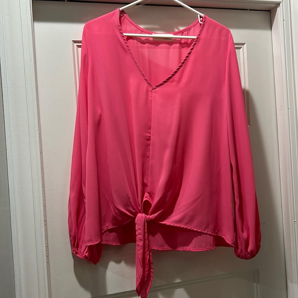 Women’s blouse with cute front tie. Brand New!!  Never worn, coral in color.